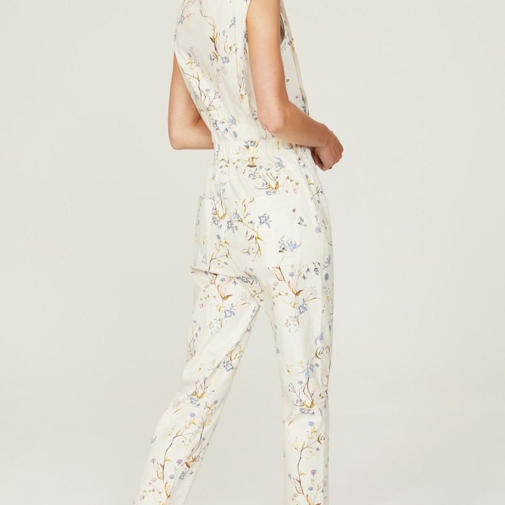 Scotch & Soda White Floral Utility Jumpsuit Sleeveless NWOT - Picture 2 of 14